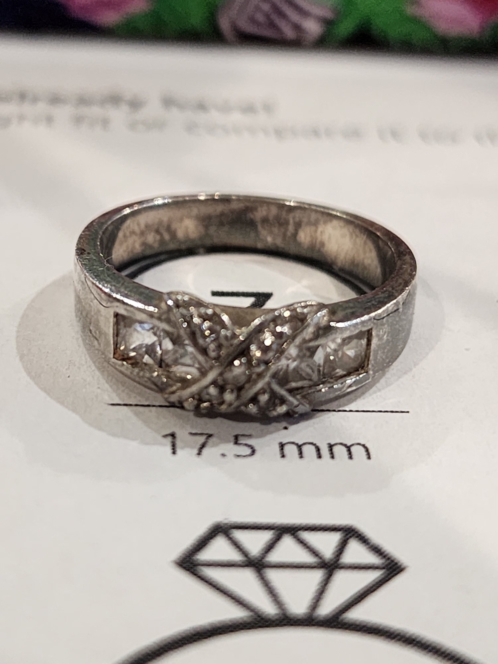 Sterling Silver White Crystal Knot Accent Ring